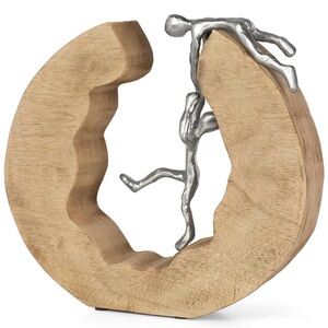 Moritz‎ Mango Wood Sculpture “Teamwork” Modern Minimalist Art Statue